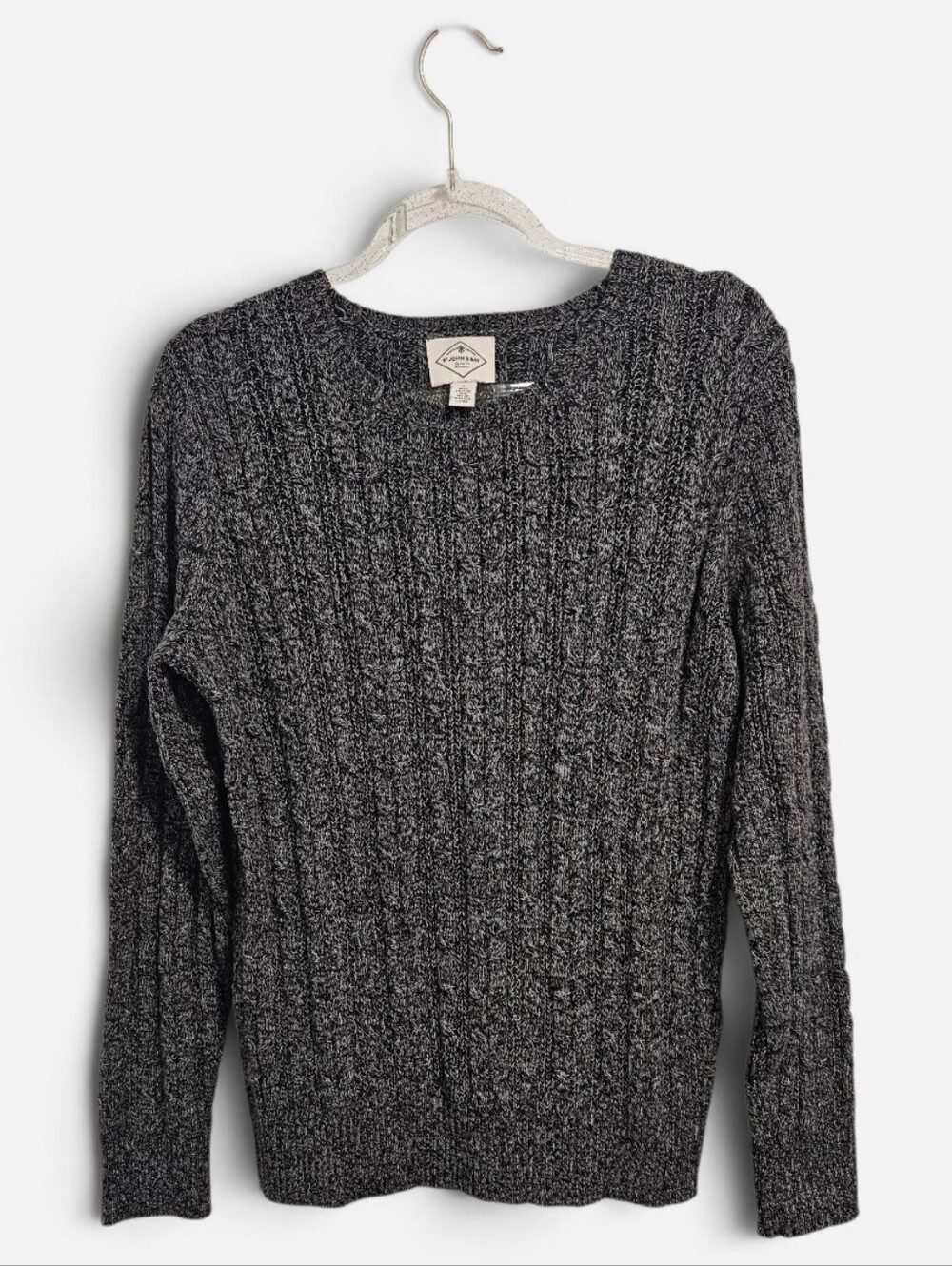 St.John's Bay Cottagecore Cable Knit Crewneck Y2K Grandpa Sweater Gray Large